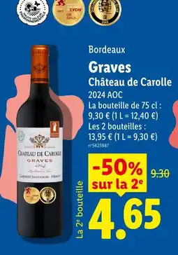 Lidl Château de carolle graves offre