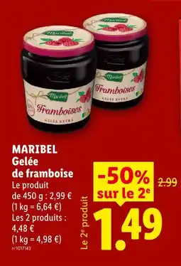 Lidl Maribel gelée de framboise offre