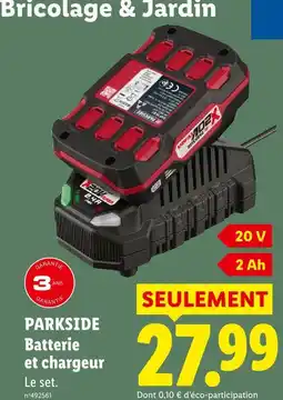 Lidl Parkside batterie et chargeur offre