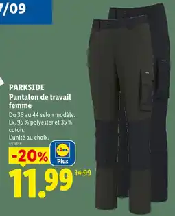 Lidl Parkside pantalon de travail femme offre