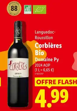 Lidl Domaine py languedoc-roussillon corbières bio offre