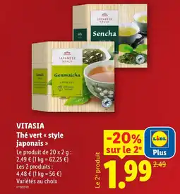 Lidl Vitasia thé vert style japonais offre