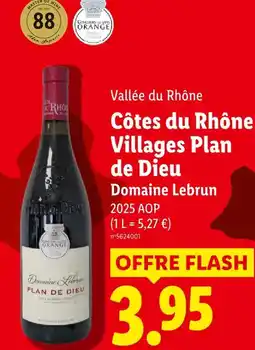 Lidl Domaine lebrun côtes du rhône villages plan de dieu 2025 aop offre