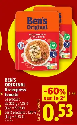 Lidl Ben's original riz express tomate offre