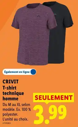 Lidl Crivit t-shirt technique homme offre
