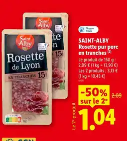 Lidl Saint-alby rosette pur porc en tranches offre