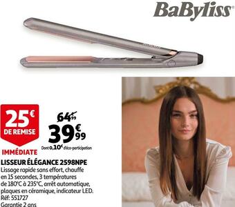 Auchan Babyliss lisseur élégance 2598npe offre