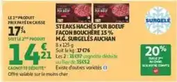 Auchan Supermarché Auchan - steaks hachés pur boeuf façon bouchère 15% m.g. surgelés offre