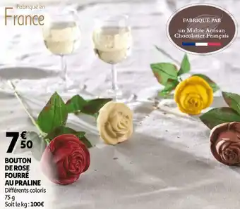 Bouton de rose fourré au praline