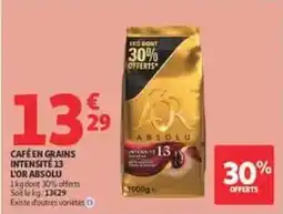 Auchan Supermarché L'or - cafe en grains intensite 13 offre