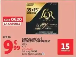 Auchan Supermarché L'or espresso - caspules de café ristretto offre