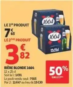 Auchan Supermarché Kronenbourg - bière blonde 1664 offre