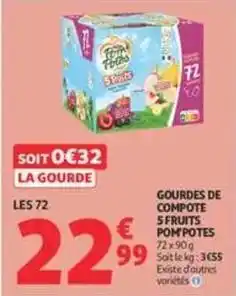Auchan Supermarché Materne - gourdes de compote 5 fruits pom'potes offre