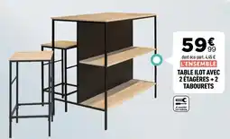 Centrakor Table liot avec 2 étagères + 2 tabourets offre