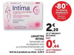 Hyper U Intima - lingettes offre