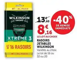 Hyper U Wilkinson - rasoirs jetables offre