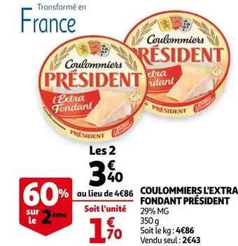 Auchan Président coulommiers l'extra fondant offre