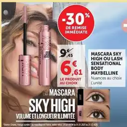 Super U Maybelline - mascara sky high ou lash sensational body offre