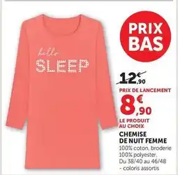 Hyper U Chemise de nuit femme offre