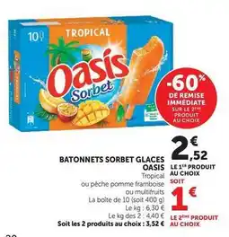 Super U Oasis - batonnets sorbet glaces offre