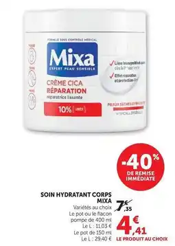 Super U Mixa - soin hydratant corps offre