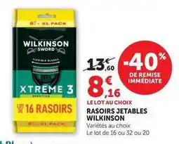 Super U Wilkinson - rasoirs jetables offre