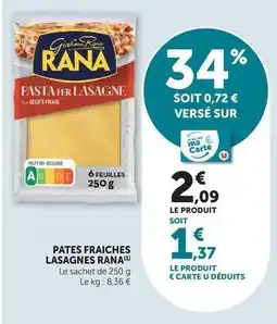 Super U Rana - pates fraiches lasagnes offre