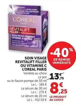 U Express L'oréal - paris soin visage revitalift filler ou vitamine c offre