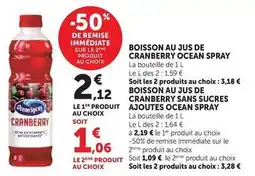 U Express Ocean spray - boisson au jus de cranberry offre