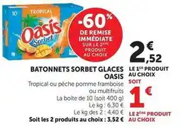 U Express Oasis - batonnets sorbet glaces offre