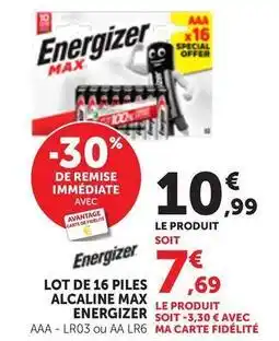 Bi1 Energizer - lot de 16 piles alcaline max offre