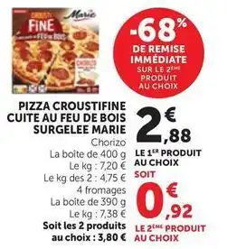 Bi1 Marie - pizza croustifine cuite au feu de bois surgelee offre