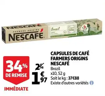 Auchan Nescafé capsules de café farmers origins offre