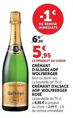 U Express Wolfberger - crémant d'alsace aop, crémant d'alsace aop rose offre