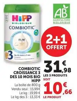 Bi1 Hipp - combiotic croissance 3 des 10 mois bio offre