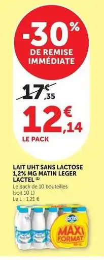 Bi1 Lactel - lait uht sans lactose 1.2% mg matin leger offre
