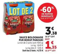 Bi1 Panzani - sauce bolognaise pur boeuf offre