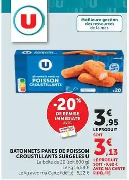 Bi1 U - batonnets panes de poisson croustillants surgeles offre