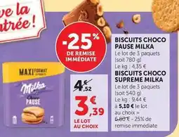 Bi1 Milka - biscuits choco pause offre