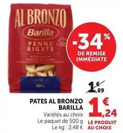 Bi1 Barilla - pates al bronzo offre