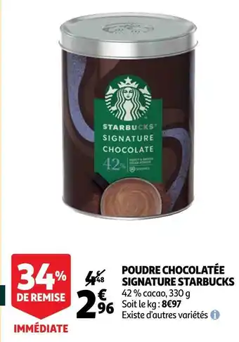 Auchan Starbucks poudre chocolatée signature offre