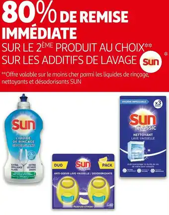 Auchan Sun bon plan sur le 2ème produit au choix sur les additifs de lavage offre