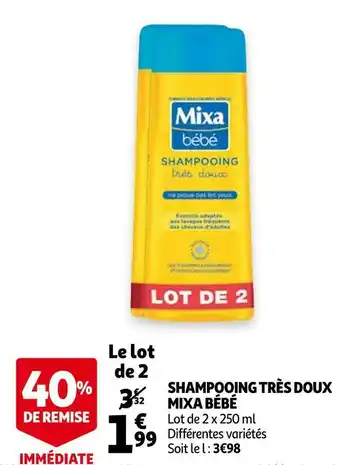 Auchan Mixa bébé shampooing très doux offre