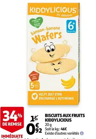 Auchan Kiddylicious biscuits aux fruits offre