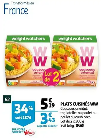 Auchan Ww plats cuisinés offre