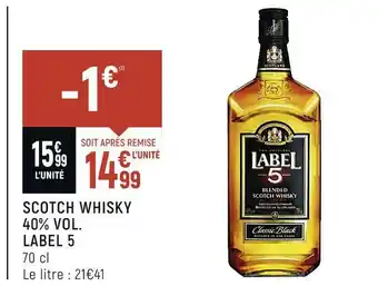 Spar Label 5 scotch whisky 40% vol. offre
