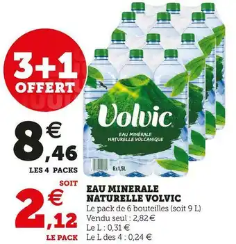 Super U Volvic eau minerale naturelle offre