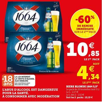 Super U 1664 biere blonde 5,5° offre