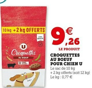 Super U Croquettes au boeuf pour chien u offre