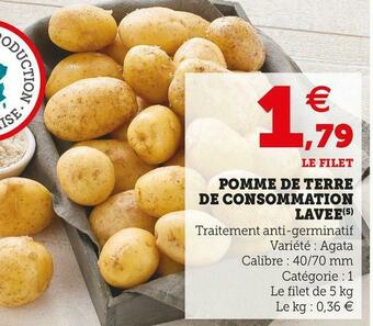 Super U Pomme de terre de consommation lavee offre